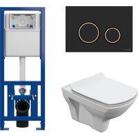 Cersanit Carina New Clean On с инстал. Link Pro (с кнопкой Twins 63534 черный/золото)