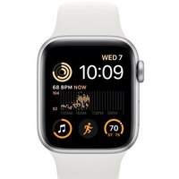 Apple Watch SE 2 40 мм (алюминиевый корпус, серебристый/белый, спортивный силиконовый ремешок S/M) Image #2