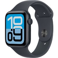 Apple Watch SE 3 44 мм (алюминиевый корпус, полуночный/полуночный, спортивный силиконовый ремешок S/M) Image #1