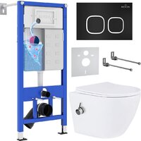 Roxen Antares Bidet в комплекте с инсталляцией StounFix Dual Fresh 6 в 1 938621 (кнопка: черный матовый)