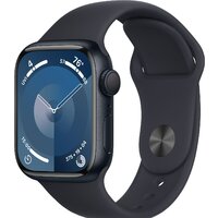 Apple Watch Series 9 41 мм (алюминиевый корпус, полуночный/полуночный, спортивный силиконовый ремешок S/M)