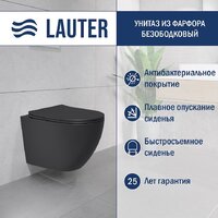 Lauter Augsburg с жестким сиденьем Soft Close 21109EC (черный матовый, скрытое крепление)