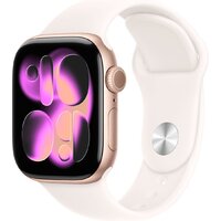 Apple Watch Series 11 42 мм (алюминиевый корпус, розовое золото/легкие румяна, спортивный силиконовый ремешок M/L) Image #1