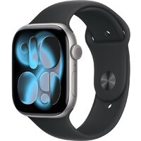 Apple Watch Series 11 46 мм (алюминиевый корпус, космический серый/черный, спортивный силиконовый ремешок S/M)