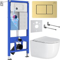 Roxen Vortex в комплекте с инсталляцией StounFix Dual Fresh 6 в 1 968483 (кнопка: брашированное золото)