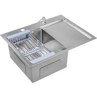 Saniteco 6550-L + Spike F9S07011 (сатин, с сифоном, дозатором и коландером) Image #5