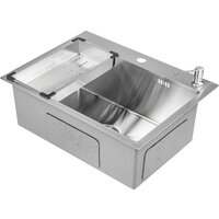 Saniteco 6045 + Spike F9S07011 (сатин, с сифоном, дозатором и коландером) Image #4