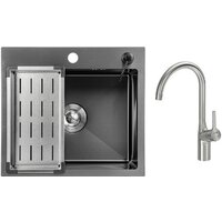 Saniteco 5045 Nano + смеситель Spike (с сифоном, дозатором и коландером)