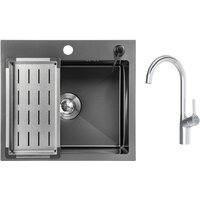 Saniteco 5045 Nano + Spike F9S07000 (хром, с сифоном, дозатором и коландером)