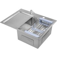 Saniteco 6550-R + Spike F9S07011 (сатин, с сифоном, дозатором и коландером) Image #5