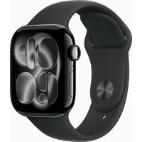Apple Watch Series 11 42 мм (алюминиевый корпус, черный/черный, спортивный силиконовый ремешок S/M) Image #1