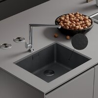 Roxen Uno 560210-54BS под столешницу графит/текстурная поверхность (ролл-мат, дозатор, сифон) Image #2