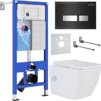 Roxen Cube Bidet One Rimless 6 в 1 StounFix Dual Fresh 649838 (чёрное стекло)