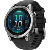 Garmin Fenix E 47мм (нержавеющая сталь, черный силиконовый ремешок)