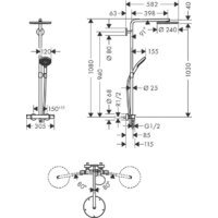 Hansgrohe Raindance Select S Showerpipe 240 1Jet 27633700 Image #2